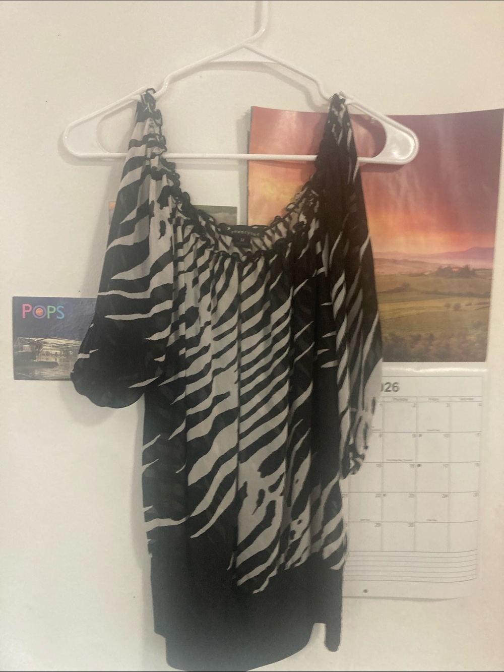 Forever 21 Black and White Zebra Print Off-Shoulder Blouse